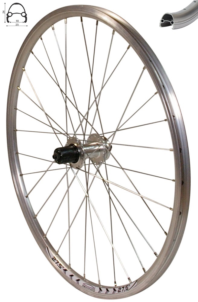 REDONDO 27,5 Zoll Hinterrad Laufrad Fahrrad V Profil Felge Silber Disc